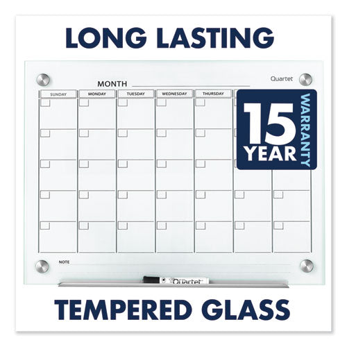 Image of Quartet® Infinity Magnetic Glass Calendar Board, Monthly Planning/Scheduling, 36" x 24", White Surface