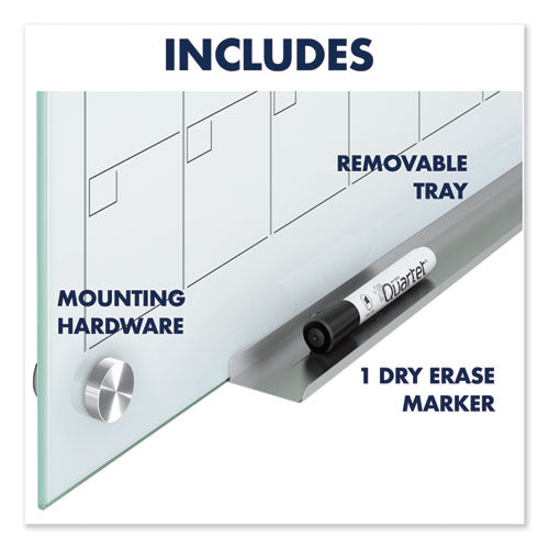 Image of Quartet® Infinity Magnetic Glass Calendar Board, Monthly Planning/Scheduling, 36" x 24", White Surface