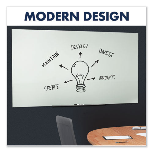 Image of Quartet® InvisaMount Magnetic Glass Marker Board, 85" x 48", White Surface