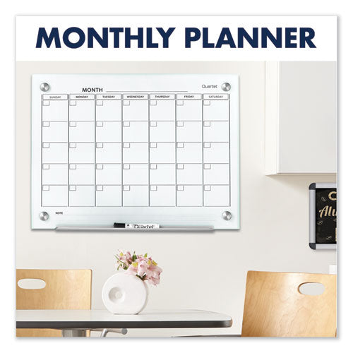 Image of Quartet® Infinity Magnetic Glass Calendar Board, Monthly Planning/Scheduling, 36" x 24", White Surface