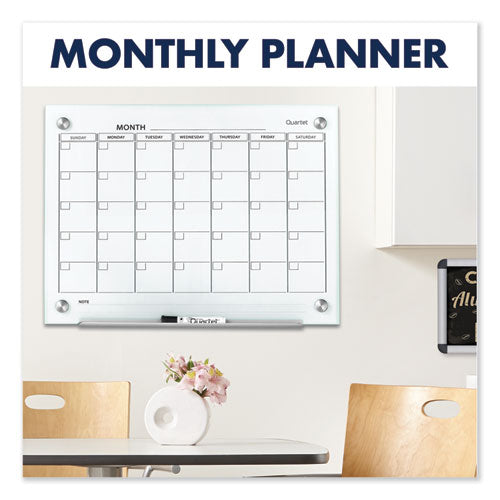 Image of Quartet® Infinity Magnetic Glass Calendar Board, Monthly Planning/Scheduling, 48" x 36", White Surface