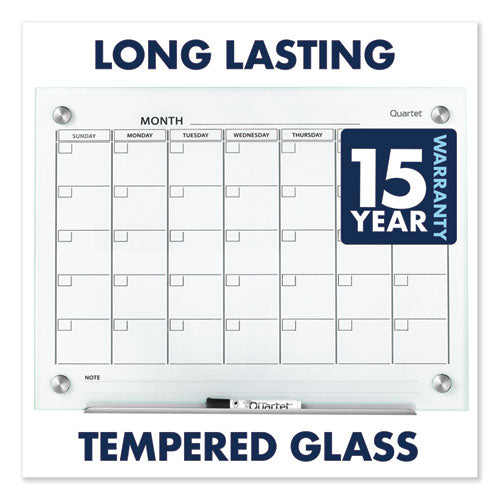 Image of Quartet® Infinity Magnetic Glass Calendar Board, Monthly Planning/Scheduling, 48" x 36", White Surface