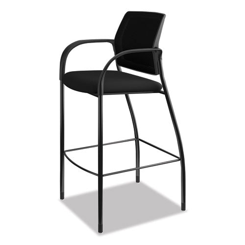 Image of HON® Ignition 2.0 Ilira-Stretch Mesh Back Cafe Height Stool, Supports Up to 300 lb, 31" High Seat, Black Seat/Back, Black Base