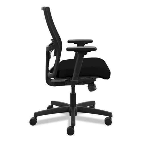 Image of HON® Ignition 2.0 4-Way Stretch Low-Back Mesh Task Chair, Supports Up to 300 lb, 16.75" to 21.25" Seat Height, Black