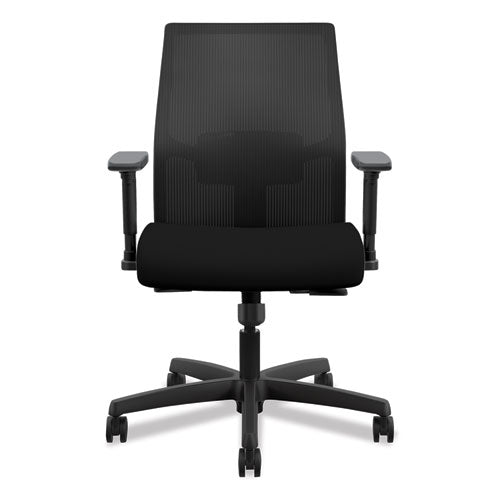 Image of HON® Ignition 2.0 4-Way Stretch Low-Back Mesh Task Chair, Supports Up to 300 lb, 16.75" to 21.25" Seat Height, Black