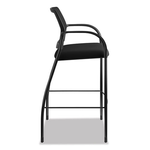 Image of HON® Ignition 2.0 Ilira-Stretch Mesh Back Cafe Height Stool, Supports Up to 300 lb, 31" High Seat, Black Seat/Back, Black Base