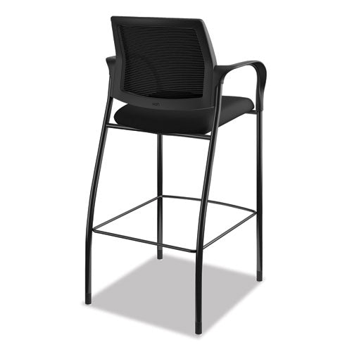 Image of HON® Ignition 2.0 Ilira-Stretch Mesh Back Cafe Height Stool, Supports Up to 300 lb, 31" High Seat, Black Seat/Back, Black Base