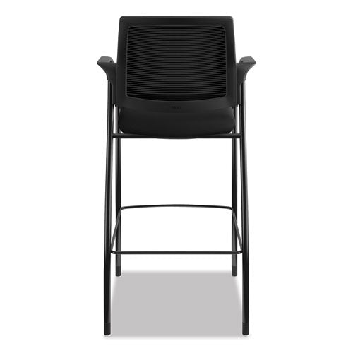 Image of HON® Ignition 2.0 Ilira-Stretch Mesh Back Cafe Height Stool, Supports Up to 300 lb, 31" High Seat, Black Seat/Back, Black Base