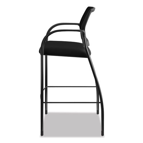 Image of HON® Ignition 2.0 Ilira-Stretch Mesh Back Cafe Height Stool, Supports Up to 300 lb, 31" High Seat, Black Seat/Back, Black Base