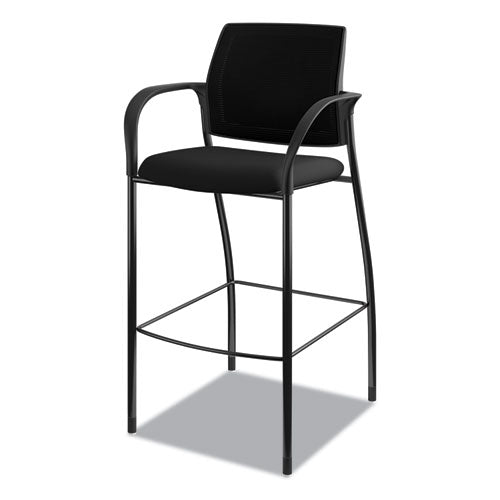Image of HON® Ignition 2.0 Ilira-Stretch Mesh Back Cafe Height Stool, Supports Up to 300 lb, 31" High Seat, Black Seat/Back, Black Base