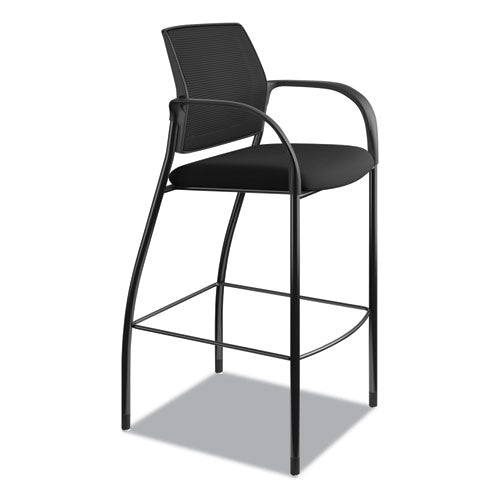 Image of HON® Ignition 2.0 Ilira-Stretch Mesh Back Cafe Height Stool, Supports Up to 300 lb, 31" High Seat, Black Seat/Back, Black Base