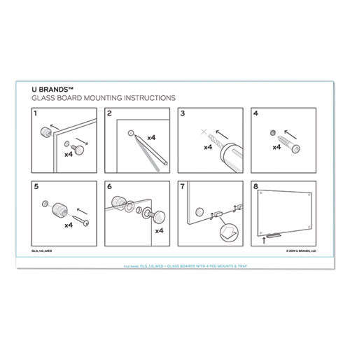 Image of U Brands Magnetic Glass Dry Erase Board Value Pack, 70" x 35", Frosted White Surface