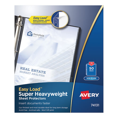 Image of Avery® Top-Load Poly Sheet Protectors, Super Heavy Gauge, Letter, Nonglare, 50/box