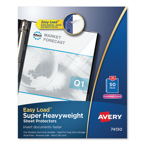Image of Avery® Top-Load Poly Sheet Protector, Super Heavy Gauge, Letter, Diamond Clear, 50/box