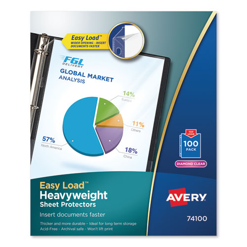 Image of Avery® Top-Load Poly Sheet Protectors, Heavy Gauge, Letter, Diamond Clear, 100/box