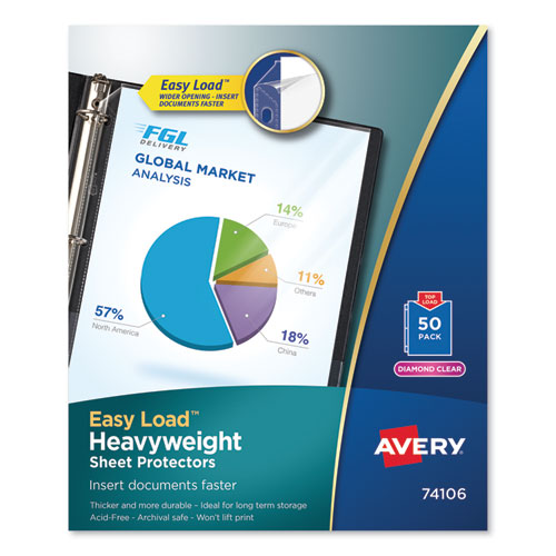 Image of Avery® Top-Load Poly Sheet Protectors, Heavy Gauge, Letter, Diamond Clear, 50/box