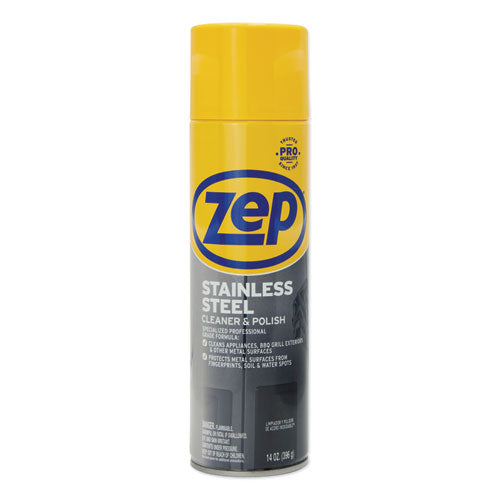 Image of Zep Commercial® Stainless Steel Polish, 14 Oz Aerosol Spray, 12/carton