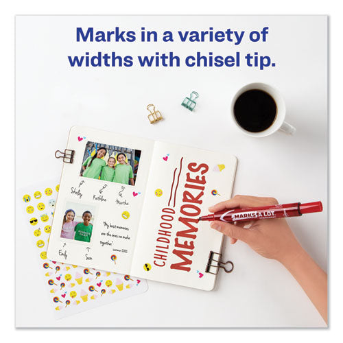 Image of Avery® Marks A Lot Large Desk-Style Permanent Marker, Broad Chisel Tip, Red, Dozen (8887)