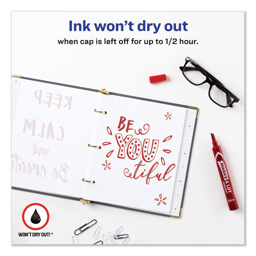 Image of Avery® Marks A Lot Large Desk-Style Permanent Marker, Broad Chisel Tip, Red, Dozen (8887)