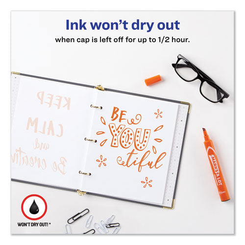 Image of Avery® Marks A Lot Large Desk-Style Permanent Marker, Broad Chisel Tip, Orange, Dozen (8883)