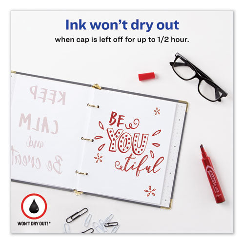 Image of Avery® Marks A Lot Regular Desk-Style Permanent Marker, Broad Chisel Tip, Red, Dozen (7887)