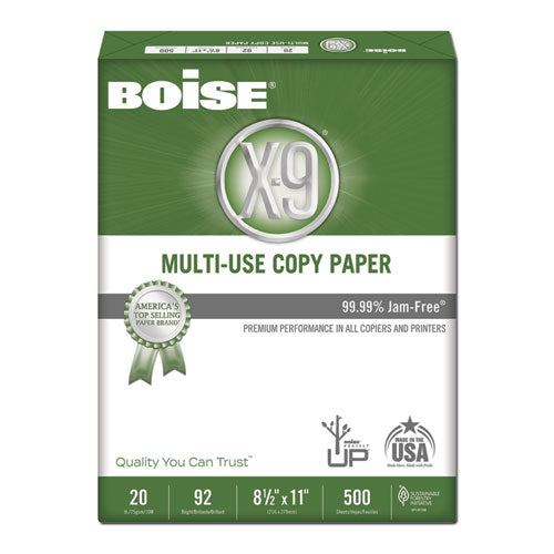 Image of Boise® X-9 Multi-Use Copy Paper, 92 Bright, 20 lb Bond Weight, 8.5 x 11, White, 500 Sheets/Ream, 5 Reams/Carton