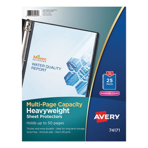 Image of Avery® Multi-Page Top-Load Sheet Protectors, Heavy Gauge, Letter, Clear, 25/pack