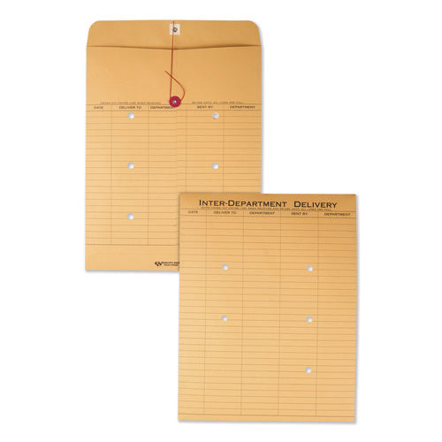 Image of Quality Park Recycled Kraft String/Button Interoffice Envelope, #97, Two-Sided Five-Column Format, 52-Entries, 10 x 13, Brown Kraft,100/CT