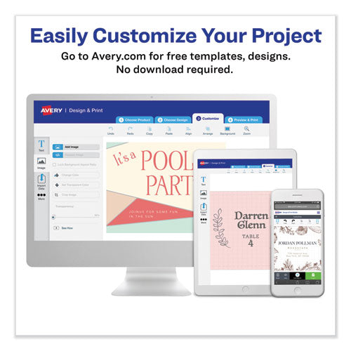 Image of Avery® Half-Fold Greeting Cards with Envelopes, Inkjet, 65 lb, 5.5 x 8.5, Textured Uncoated White, 1 Card/Sheet, 30 Sheets/Box