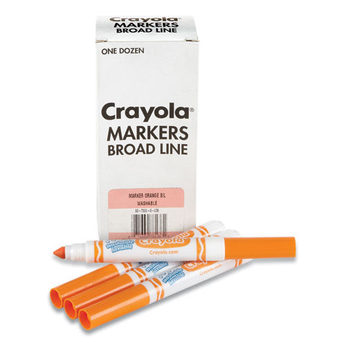 Image of Crayola® Broad Line Washable Markers, Broad Bullet Tip, Orange, 12/box