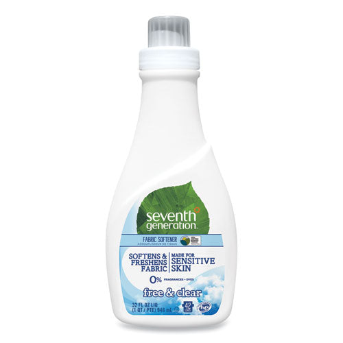 Image of Seventh Generation® Natural Liquid Fabric Softener, Free And Clear, 42 Loads, 32 Oz Bottle, 6/carton