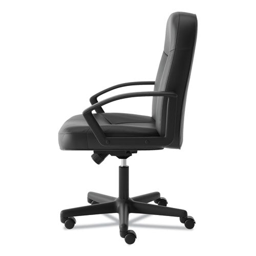 Image of HON® Hvl601 Series Executive High-Back Leather Chair, Supports Up To 250 Lb, 17.44" To 20.94" Seat Height, Black