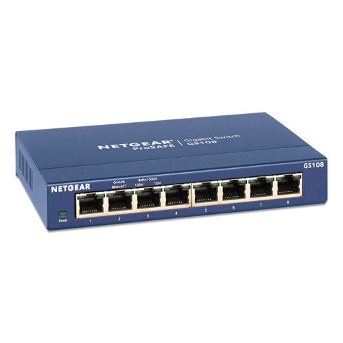 Image of NETGEAR® Unmanaged Gigabit Ethernet Switch, 16 Gbps Bandwidth, 192 Kb Buffer, 8 Ports