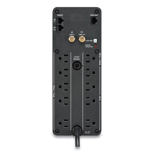 Image of APC® BR1000MS Back-UPS PRO BR Series SineWave Battery Backup System, 10 Outlets, 1,000 VA, 1,080 J