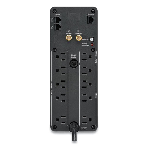 Image of APC® br1500ms back-ups pro br series sinewave battery backup system, 10 outlets, 1,500 va, 1,080 j