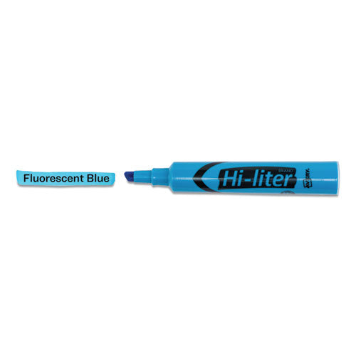 Image of Avery® Hi-Liter Desk-Style Highlighters, Fluorescent Blue Ink, Chisel Tip, Blue/black Barrel, Dozen
