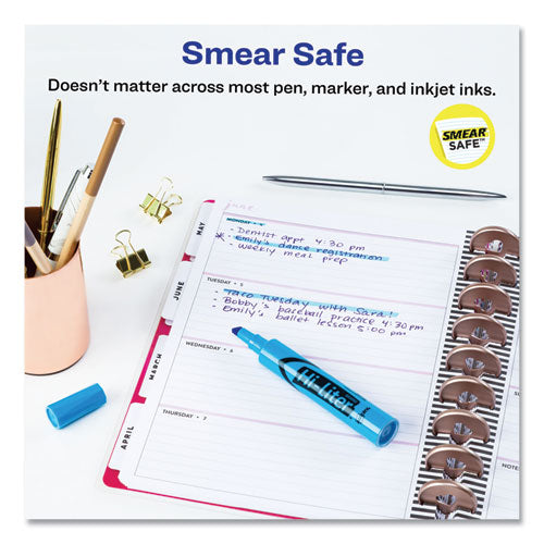 Image of Avery® Hi-Liter Desk-Style Highlighters, Fluorescent Blue Ink, Chisel Tip, Blue/black Barrel, Dozen