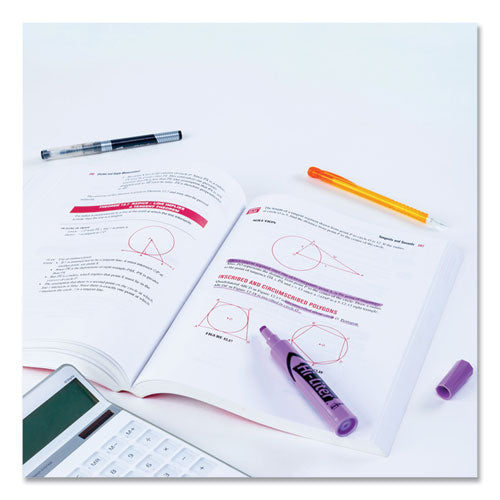 Image of Avery® Hi-Liter Desk-Style Highlighters, Fluorescent Purple Ink, Chisel Tip, Purple/black Barrel, Dozen