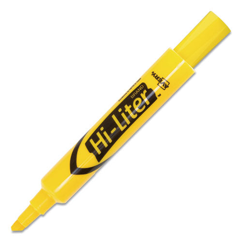 Image of Avery® Hi-Liter Desk-Style Highlighters, Yellow Ink, Chisel Tip, Yellow/black Barrel, Dozen