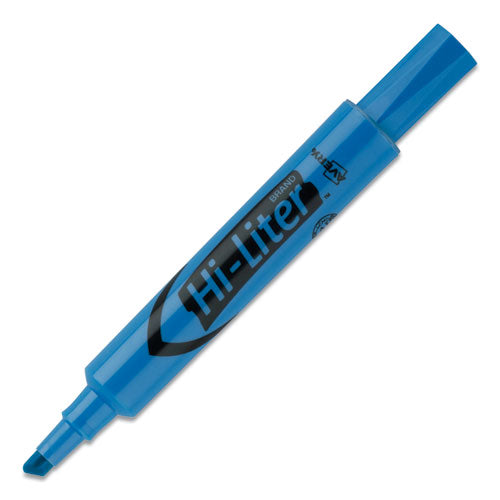 Image of Avery® Hi-Liter Desk-Style Highlighters, Fluorescent Blue Ink, Chisel Tip, Blue/black Barrel, Dozen