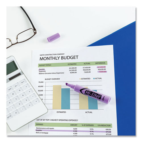 Image of Avery® Hi-Liter Desk-Style Highlighters, Fluorescent Purple Ink, Chisel Tip, Purple/black Barrel, Dozen