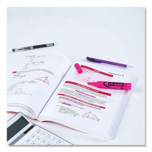 Image of Avery® Hi-Liter Desk-Style Highlighters, Fluorescent Pink Ink, Chisel Tip, Pink/black Barrel, Dozen
