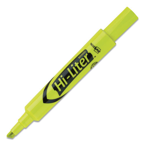 Image of Avery® Hi-Liter Desk-Style Highlighters, Fluorescent Yellow Ink, Chisel Tip, Yellow/black Barrel, Dozen