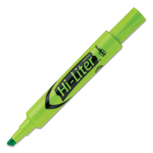Image of Avery® Hi-Liter Desk-Style Highlighters, Fluorescent Green Ink, Chisel Tip, Green/black Barrel, Dozen