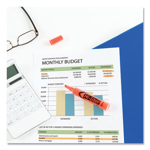 Image of Avery® Hi-Liter Desk-Style Highlighters, Fluorescent Orange Ink, Chisel Tip, Orange/black Barrel, Dozen