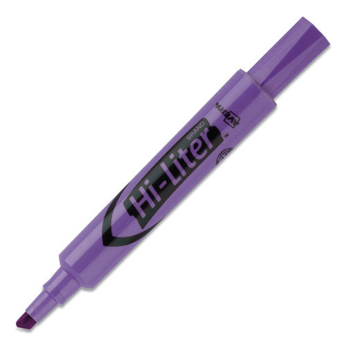 Image of Avery® Hi-Liter Desk-Style Highlighters, Fluorescent Purple Ink, Chisel Tip, Purple/black Barrel, Dozen