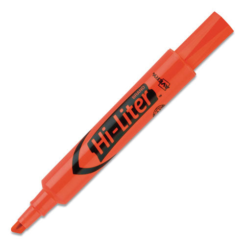 Image of Avery® Hi-Liter Desk-Style Highlighters, Fluorescent Orange Ink, Chisel Tip, Orange/black Barrel, Dozen