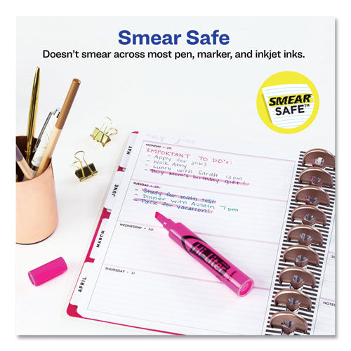 Image of Avery® Hi-Liter Desk-Style Highlighters, Fluorescent Pink Ink, Chisel Tip, Pink/black Barrel, Dozen