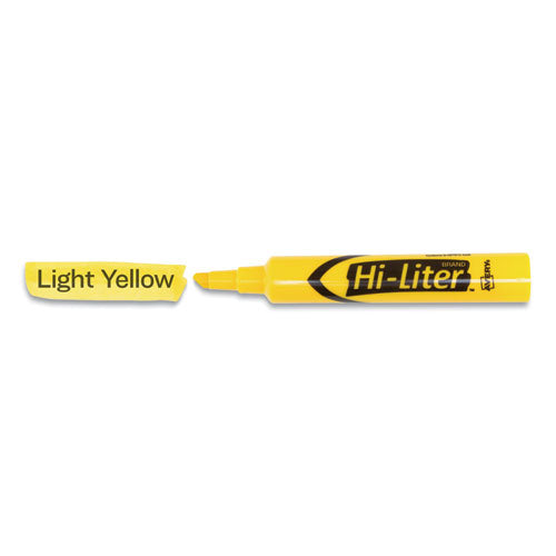 Image of Avery® Hi-Liter Desk-Style Highlighters, Yellow Ink, Chisel Tip, Yellow/black Barrel, Dozen