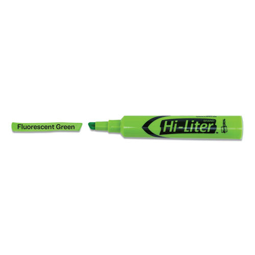 Image of Avery® Hi-Liter Desk-Style Highlighters, Fluorescent Green Ink, Chisel Tip, Green/black Barrel, Dozen